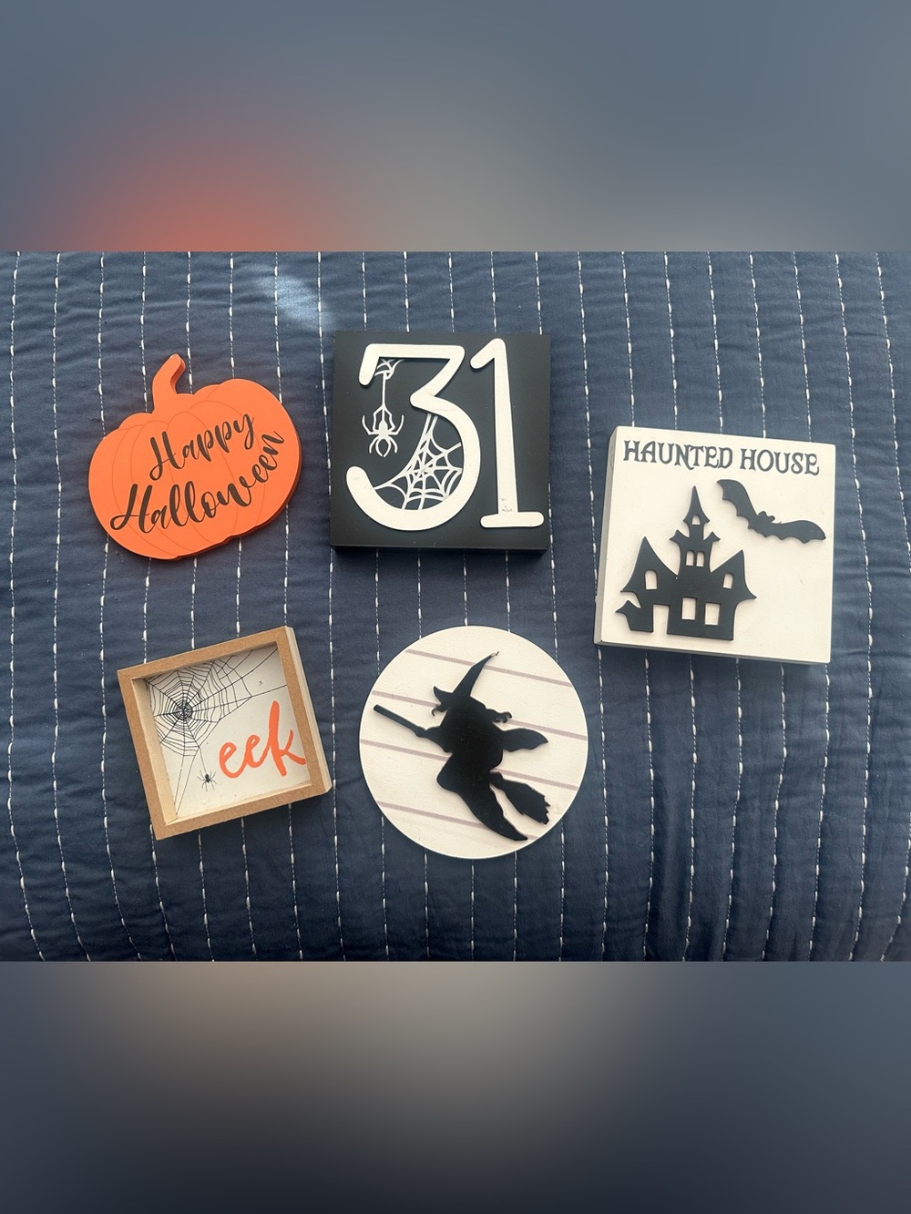 Set of 5 Halloween Wood Block Signs
